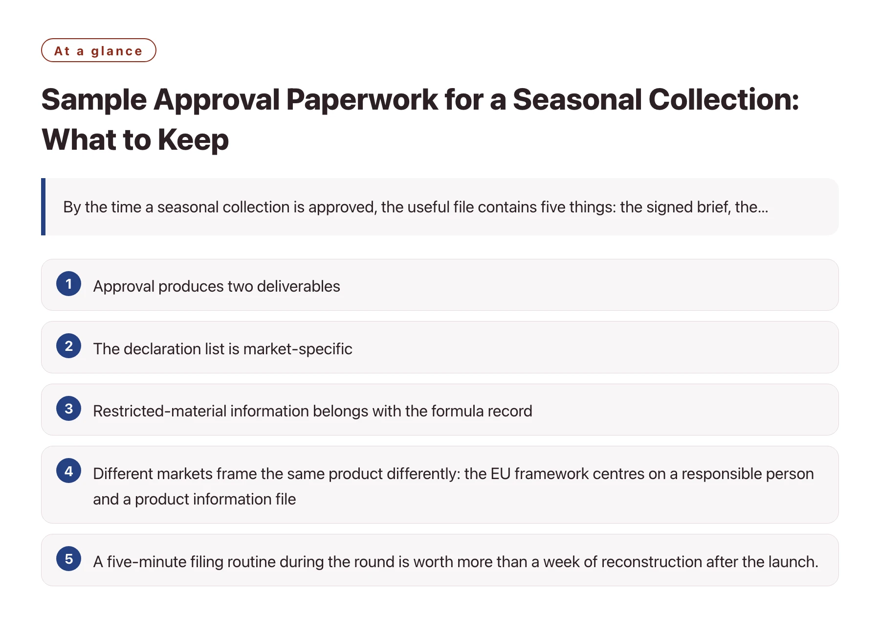 Sample Approval Paperwork for a Seasonal Collection: What to Keep——全文要点速览